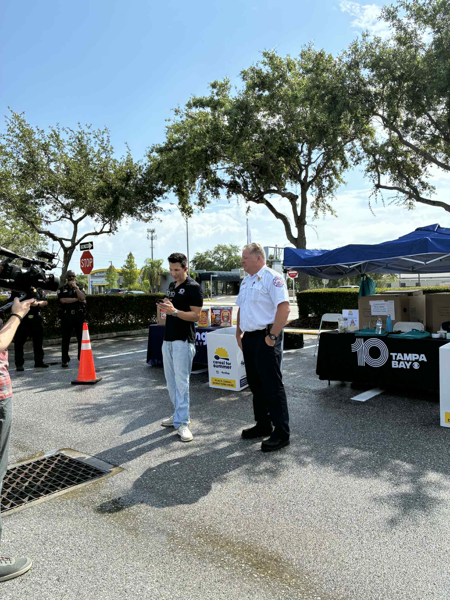 Firefighter being interviewed